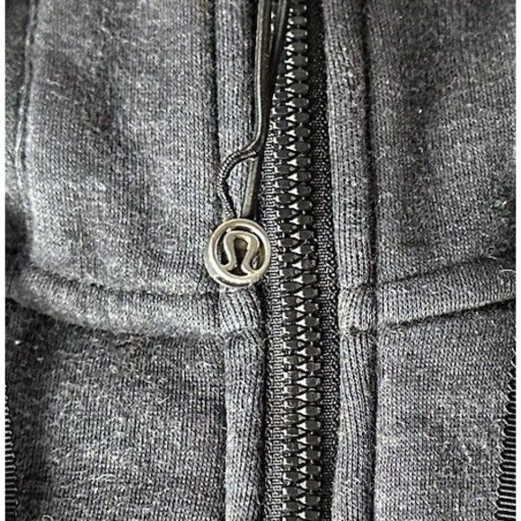 Lululemon Fleece Hoodie Medium Dark Gray Full Zip Long Sleeve Thumbholes Jacket - Picture 5 of 15